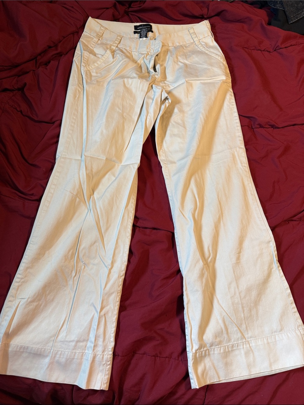 Moda International Cream Wide-Leg Trousers